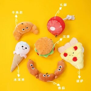 Durable Plush Dog Toy – Chew-Resistant, Squeaky Burger Toy for Small & Medium Dogs