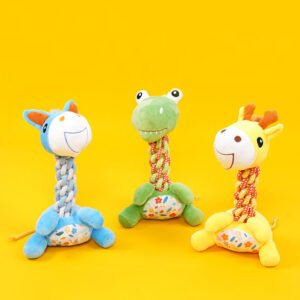 Interactive Plush & Rope Dog Toy – Durable, Squeaky Chew Toy for Small & Medium Dogs